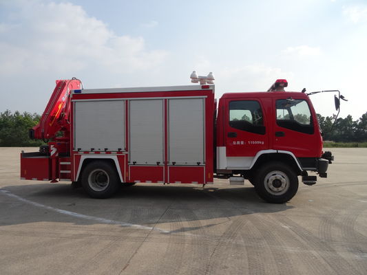 ISUZU 240hp 6 Wheel Emergency Rescue Fire Truck Heavy With 5 Ton Crane