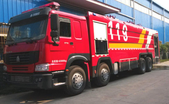 HOWO 339kw Water Tank Fire Truck 12 Wheeled With 25000L Large Capacity